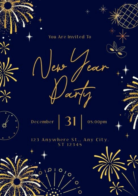 New Year Party Invitation Template PosterMyWall New Year Party Invitation Template PosterMyWall