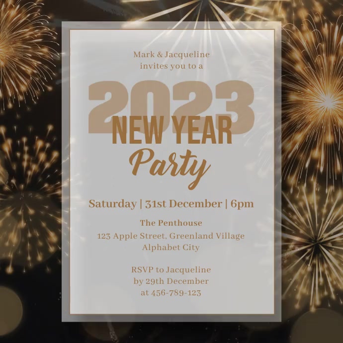 New Year Party Invitation Instagram Post template
