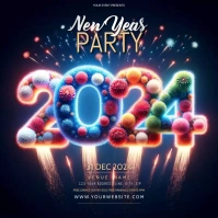 NEW YEAR PARTY INVITATION FLYER FREE Quadrat (1:1) template