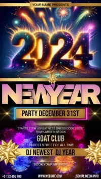 new year party invitation template 2024 Instagram Story