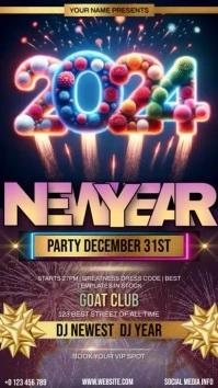 new year party invitation template 2024 Instagram Story