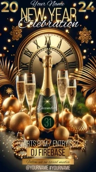 new year party invitation template 2024 Historia de Instagram