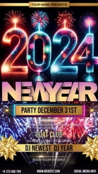 new year party invitation template 2024 Instagram Story