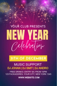 New year party Pinterest Graphic Pinterest-Grafik template