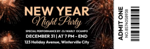 New Year Party Ticket E-mail-overskrift template