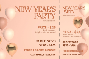 New year party tickets Étiquette template