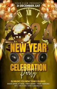 new year party video ads flyer Tabloid template