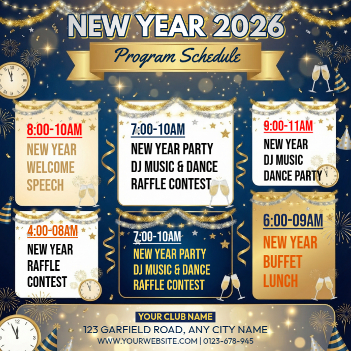 New Year Program Script New Year Program Schedule Template | PosterMyWall