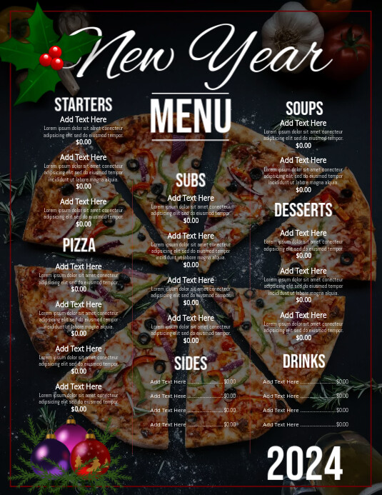 new year rastaurant menu Template | PosterMyWall