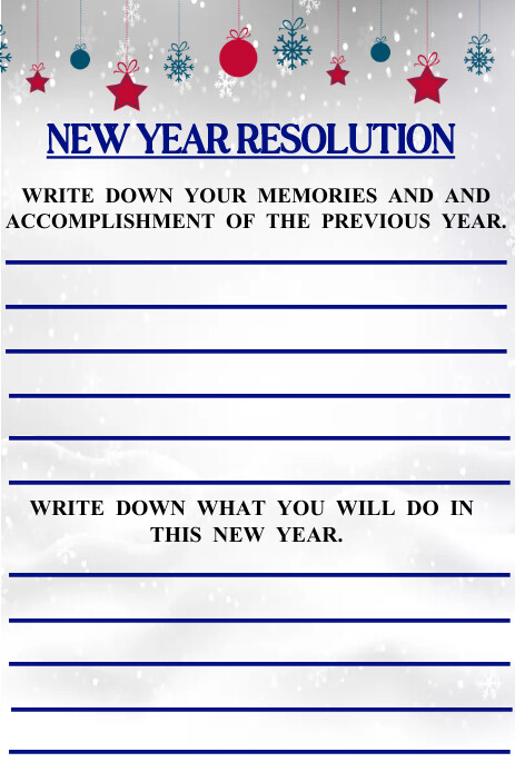 Copy of New year resolution sheet design | PosterMyWall