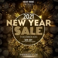 NEW YEAR SALE AD SOCIAL MEDIA TEMPLATE สี่เหลี่ยมจัตุรัส (1:1)