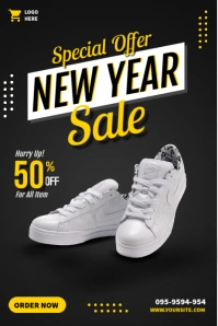 New Year Sale Flyers Плакат template