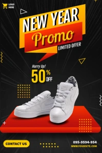 New Year Sale Shoe Apparel Poster template