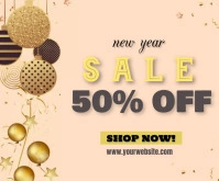 New year sale template Rectángulo Mediano
