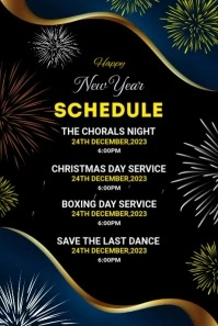 New year schedule Pinterest-Grafik template