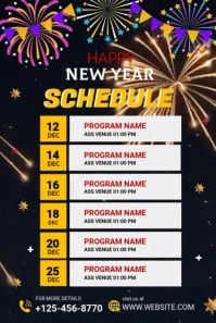 New year schedule Gráfico de Pinterest template