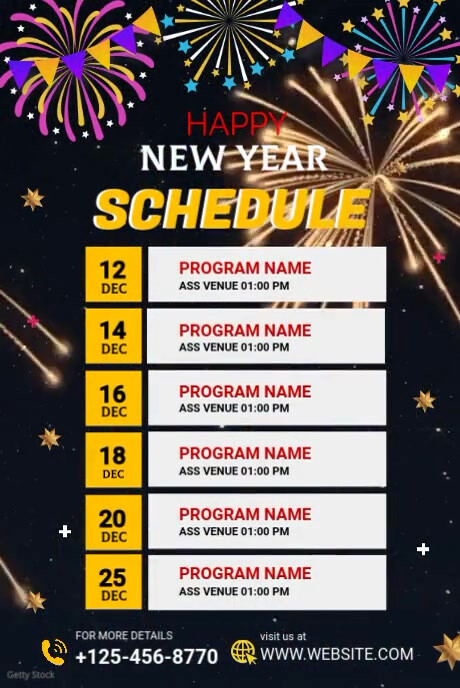 New year schedule Template | PosterMyWall