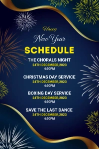 New year schedule Pinterest-grafik template