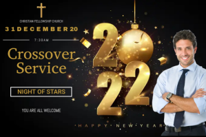 Black New Year's Crossover Service Etiket Template