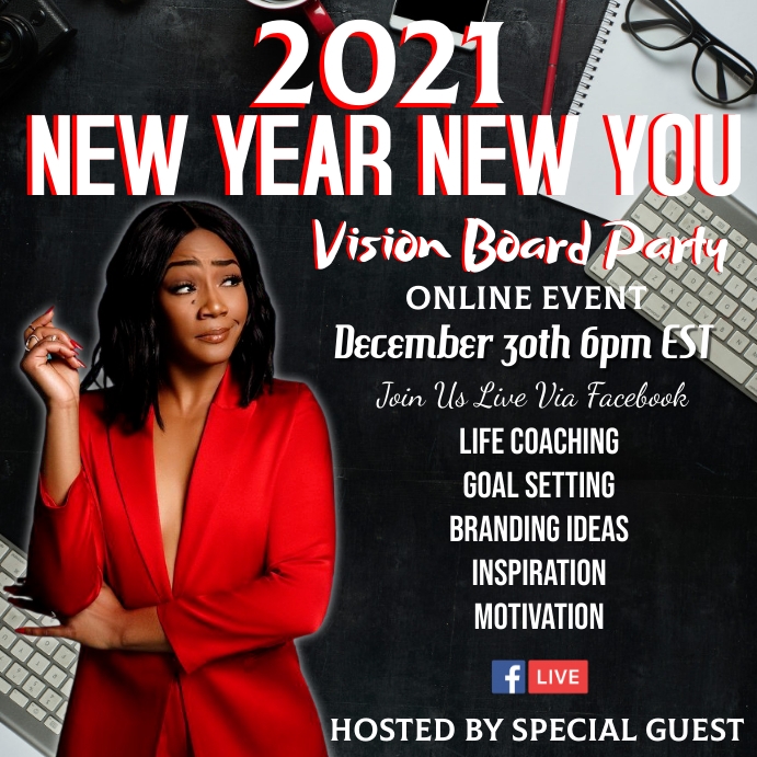 New Year Virtual VIsion Board Party Сообщение Instagram template