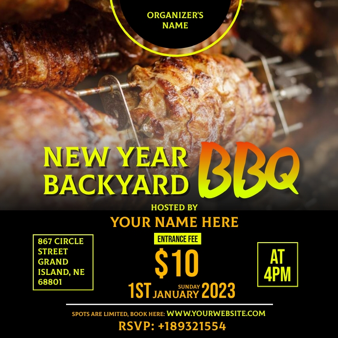 New year Weekend Barbecue Party Poster IG template