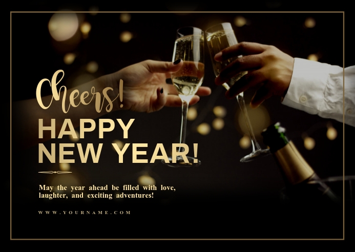 New year wishes Cheers! Template Postcard