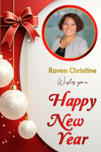 New year wishes with photo Poster template