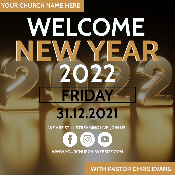 NEW YEARS EVE CHURCH EVENT Template สี่เหลี่ยมจัตุรัส (1:1)