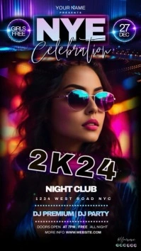 NEW YEARS EVE CLUB FLYER 2024 Instagram Story template