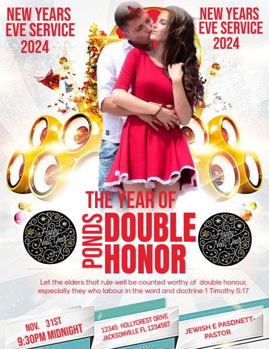 New Years Eve Flyer  , NYE Party 2024 service Pamflet (VSA Brief) template