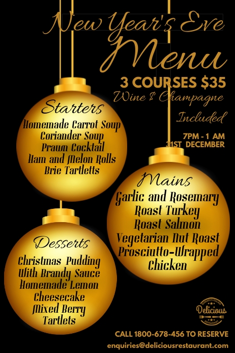 Image 6 for New Years Eve Menu Template
