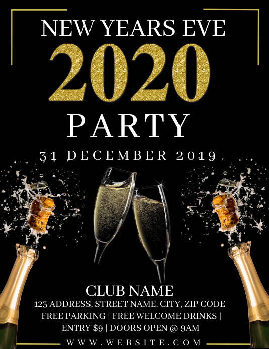 New Years Eve Party Flyer Template ใบปลิว (US Letter)