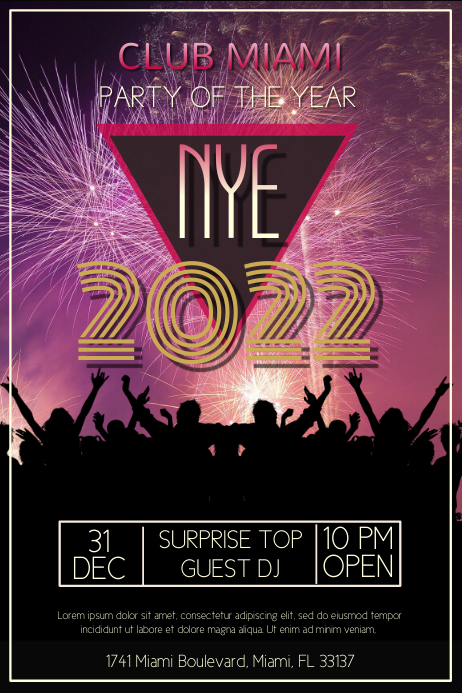 New Years Eve Party Poster Template Plakat