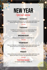New Years Menu Card Template Pinterest Graphic