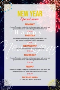 New Years Menu Card Template Pinterest 图片