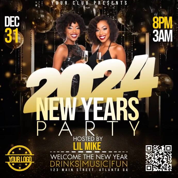 New Years party flyer template design 2024 PosterMyWall