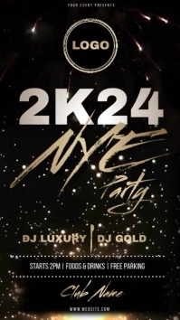 NEW YEARS PARTY INVITATION GOLD BLACK Instagram Story template