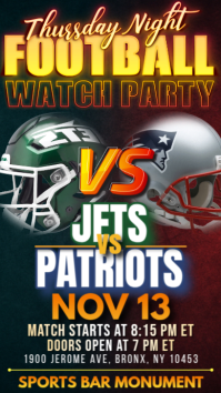 New York Jets @ New England Patriots : NFL Week 11 Watch Party Instagram Story Template
