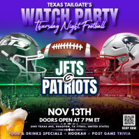 New York Jets @ New England Patriots Watch Party Instagram Post Template