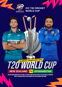 New zealand vs Afghanistan A4 template
