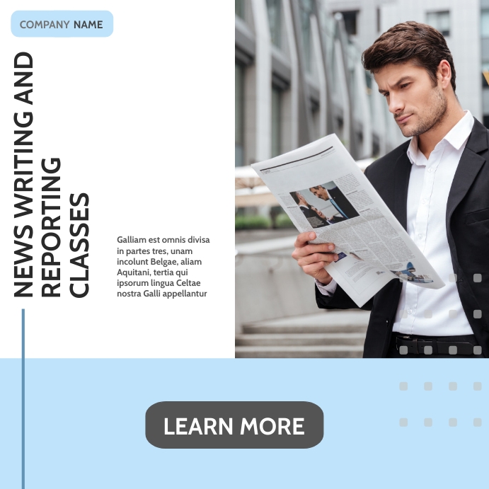 news writing and reporting classes advertisem Instagram Post template