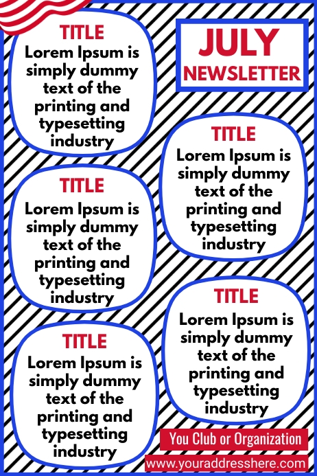 Newsletter, July newsletter Poster template