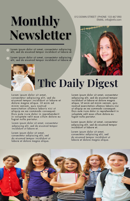 Newsletter, school Newsletter, magazine Tabloid template
