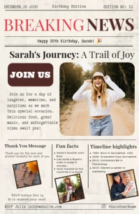 Vintage Newspaper-Style Birthday Invitation Template Tabloid size