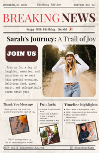 Putih Birthday News Announcement Tablóide Template