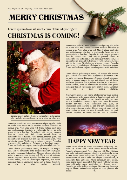 Newspaper, christmas Newsletter, magazine A4 template