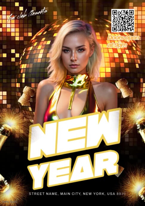 Newyear Disco Night Party Video A4 template