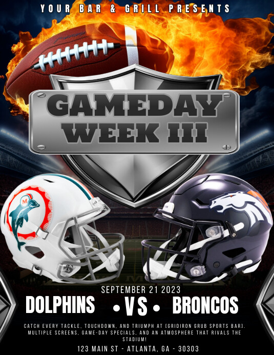 Copy Of NFL 2023 WEEK 3 Flyer Dolphins Vs Broncos PosterMyWall copy-of-nfl-2023-week-3-flyer-dolphins-vs-broncos-postermywall