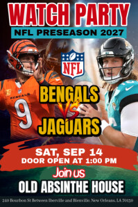 NFL 2025: Bengals Vs Jaguars Preseason Watch Party Poster Template
