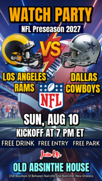 NFL 2025: Los Angeles Rams Vs Dallas Cowboys Watch Party Instagram Post Template